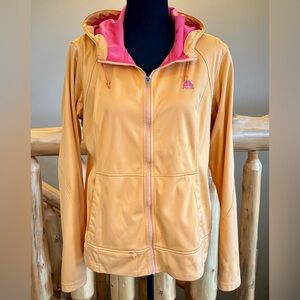Nike ACG Fleece Lined Hoodie Jacket Women Size Small Full Zip Orange Pocket